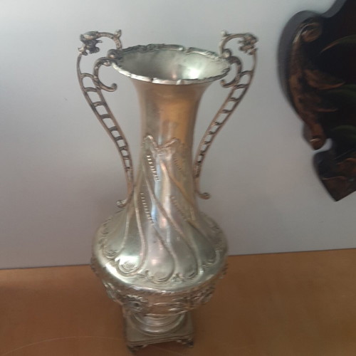Silver-plated amphora with Greek motif 32cm used