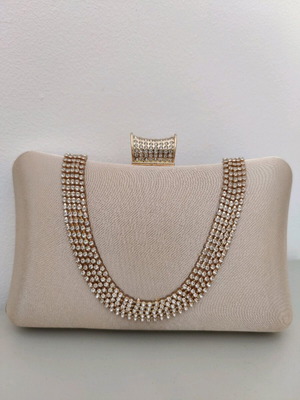 Mili accessories evening clutch bag beige new
