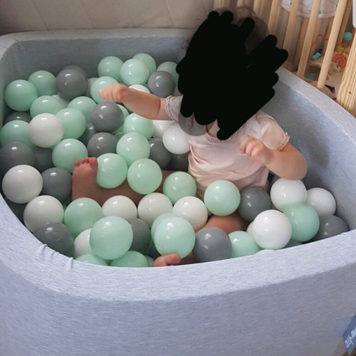 Kiddy Moon Ball Pool used, washable with turquoise, white and grey balls