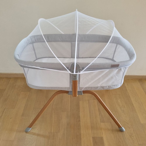 Bebe Stars Chic 2in1 Light Grey cradle with mattress, mosquito net and carrying bag like new