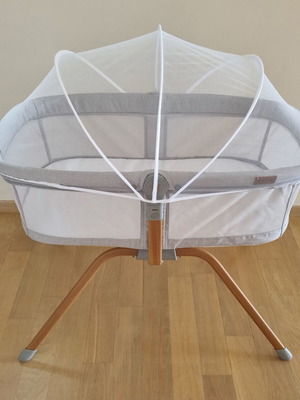 Bebe Stars Chic 2in1 Light Grey cradle with mattress, mosquito net and carrying bag like new