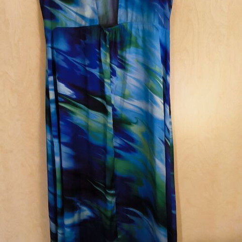 Summer satin dress like new, blue and green, size M