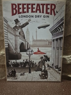 Beefeater wooden decorative sign like new, 13×18 cm