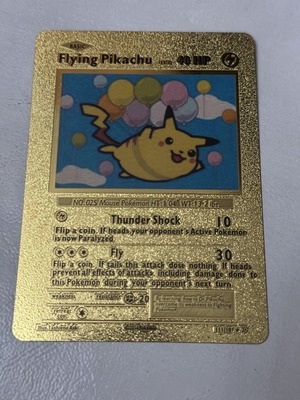 Gold Metal Pokemon Card Flying Pikachu σαν καινούργιο