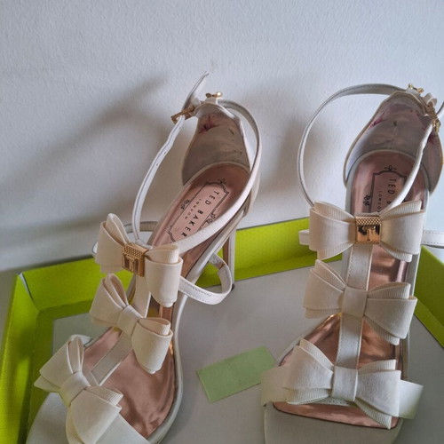 Ted Baker cream sandals with bows, size 38