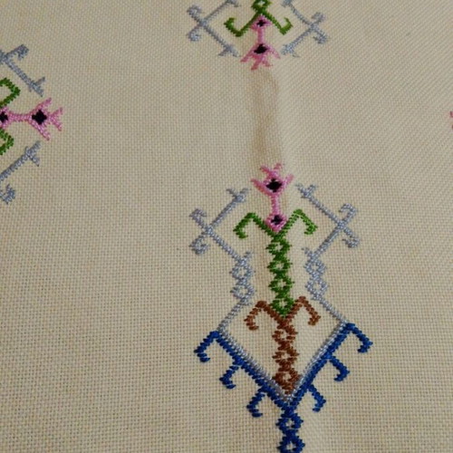 Handmade doilies like new with multicolor embroidery on ecru