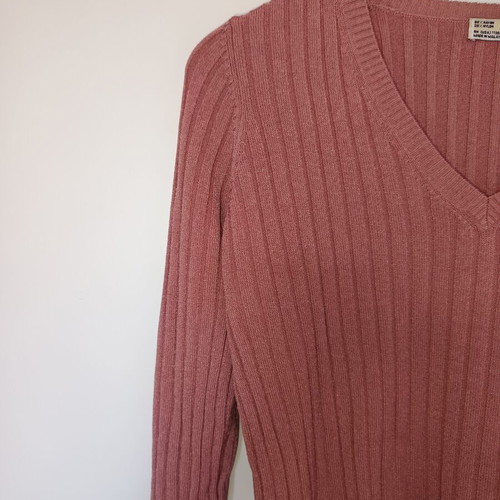 Zara pink ribbed long-sleeve sweater used, slim fit