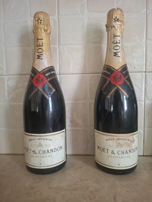 Moët & Chandon Brut Impérial Champagne set of 2 used decorative bottles