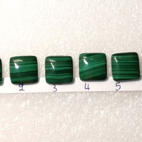 Malachite cabochon square natural stone 15x15 mm new