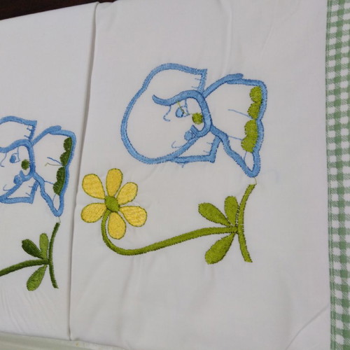 Baby crib sheet set 100% cotton with embroidery and check trim new