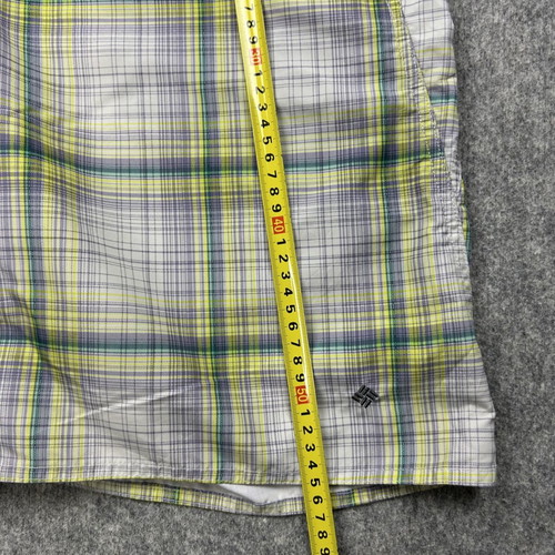 Columbia men's yellow green checked shorts W36 Omni-Shade retro golf preppy like new