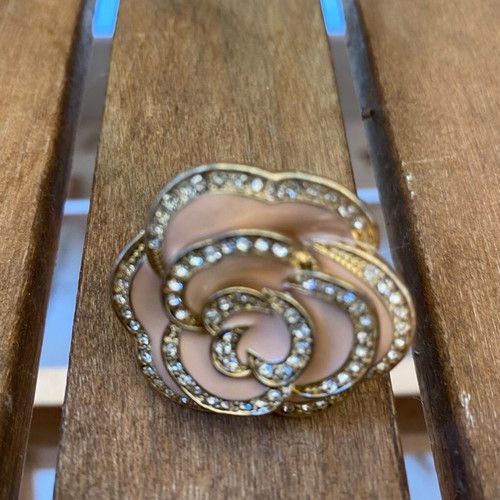 Faux ring pink with zircons and gold details new