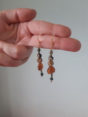 Autumn II handmade earrings new, multicolored, gold tone