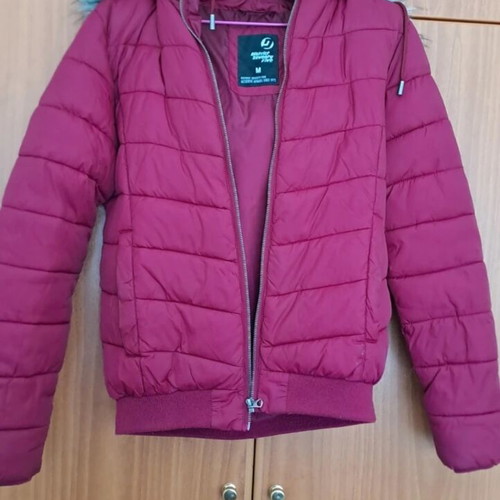District75 women's jacket used, burgundy, size M with removable hood