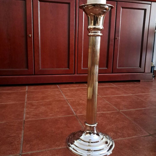 Candlestick used silver 63 cm height with candle