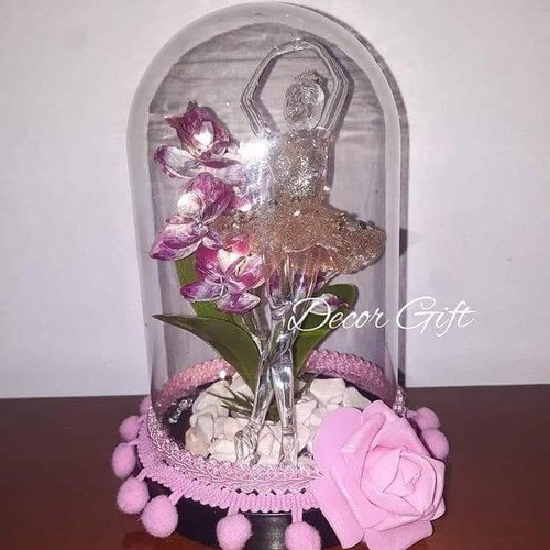 Decorative plexiglass ornament with ballerina, flowers and lights new