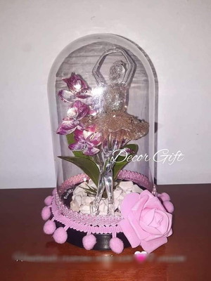 Decorative plexiglass ornament with ballerina, flowers and lights new