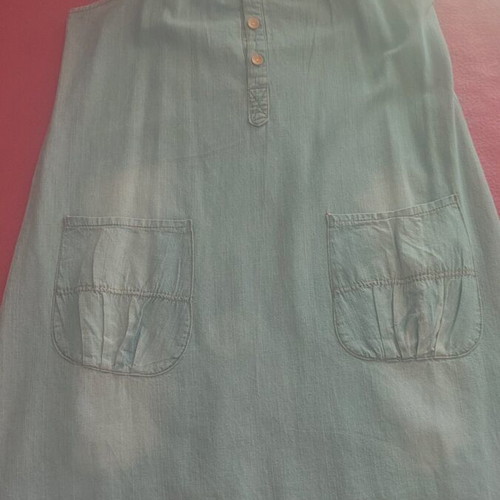 Fullah Sugah denim dress used with leatherette and lace, size M-L