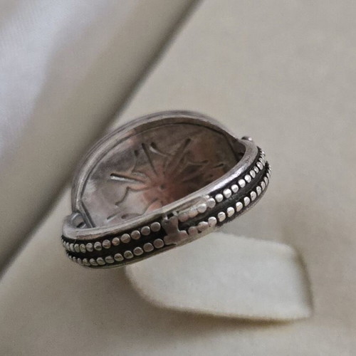 Silver 925 and gold 750 ring with tourmaline, Byzantine style, size 48