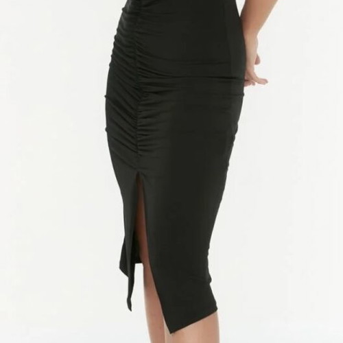 Black Evening Dress XL with Slit and Belt, Like New
