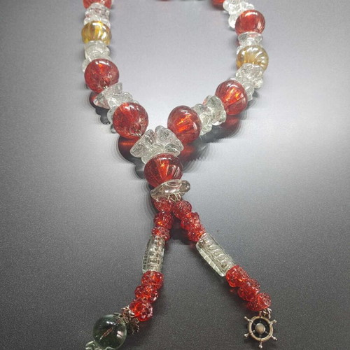 Glass komboloi like new, decorative, 60 cm length