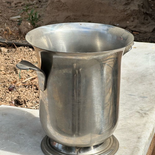 Vintage metal wine cooler champagne bucket used with handles retro design