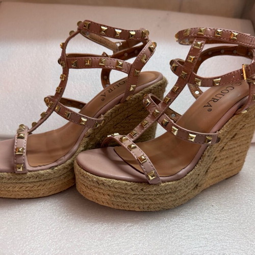 Coura platform sandals used, size 37, pink and beige