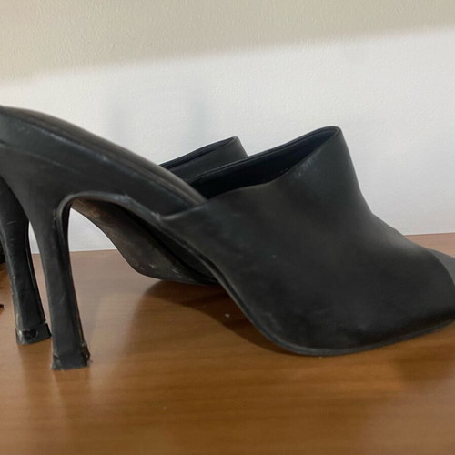 Public Desire Black Patent Platform Sandals used, high stiletto heel, size 37