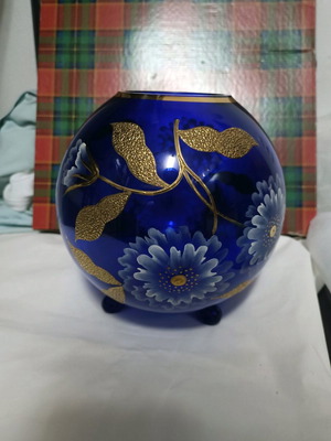 Murano blue glass vase new with special details