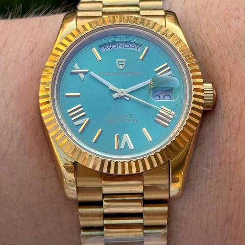 Pagani Design men's watch like new, gold color, automatic