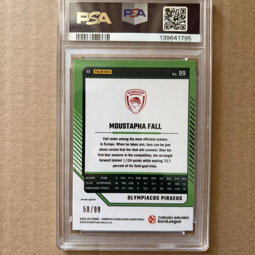 Panini Donruss Optic Moustapha Fall PSA 10 Olympiacos card like new