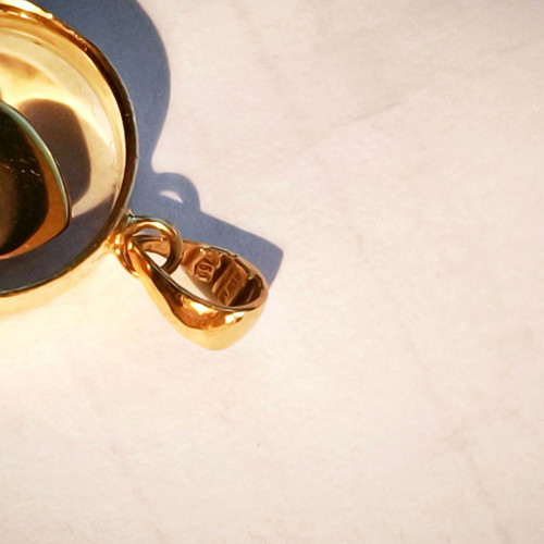 Gold pendant with diamond, 18k, handmade