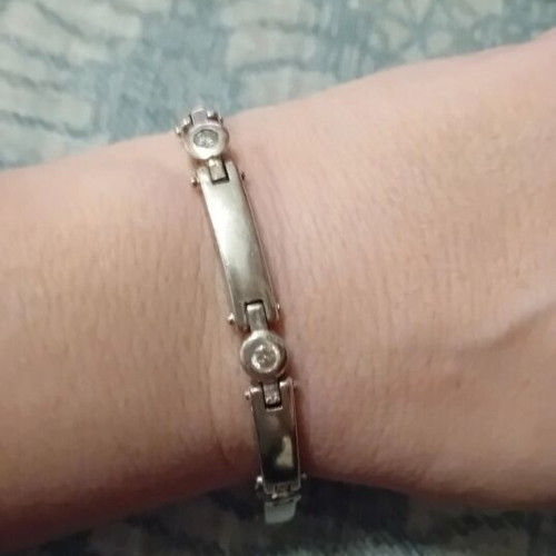925 Sterling Silver Link Bracelet very good condition with cubic zirconia