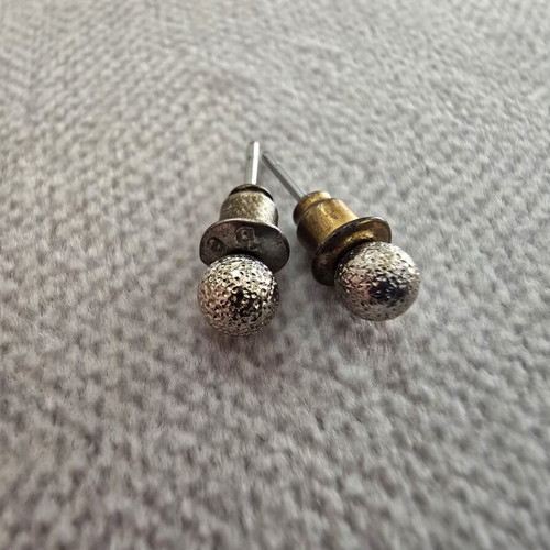 Textured stud ball earrings, silver tone