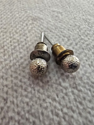 Textured stud ball earrings, silver tone