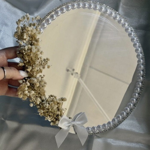 Handmade bridal tray mirror with pearls new