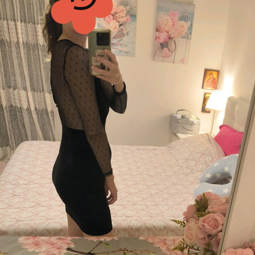 Loavies velvet dress with polka dot transparency like new, black