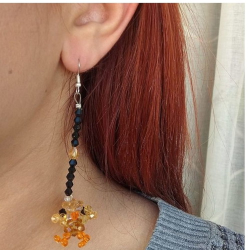 Long chicken-shaped earrings with Swarovski crystals new