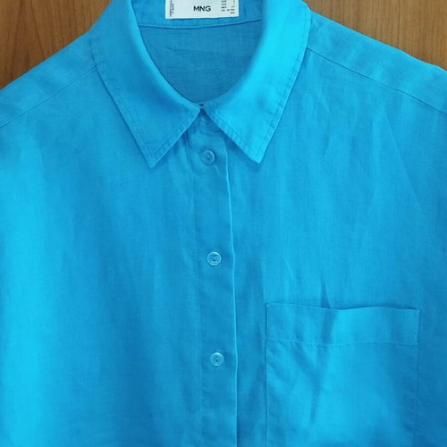 MNG light blue women's shirt linen size S like new