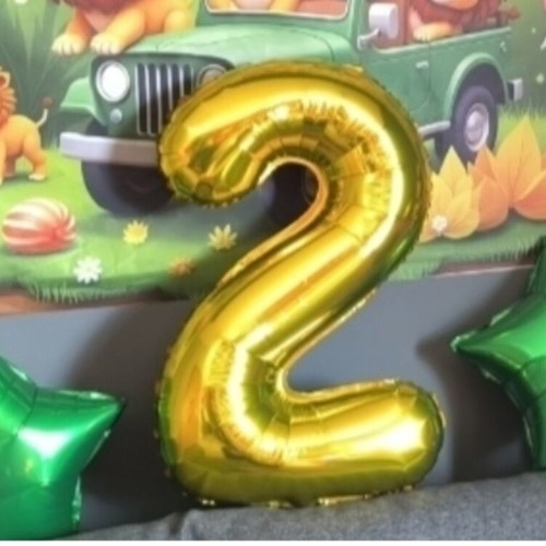 Foil balloons for birthday party, stars, number two, lion with crown
