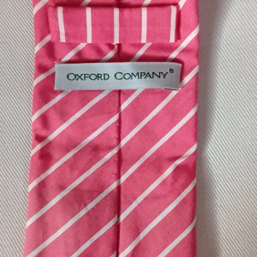 Striped cotton tie used Oxford Company white and red