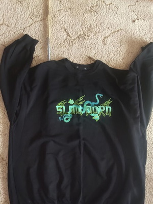 Bershka L sweatshirt used, black with colorful print