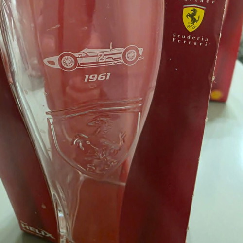 Set of 5 large collectible Ferrari and Athens 2004 glasses