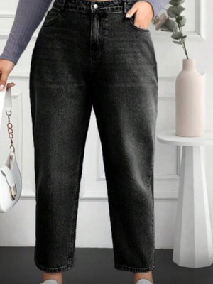 Τζιν mom fit μαύρο ξεβαμμένο Shein καινούργιο, μέγεθος 2 XL