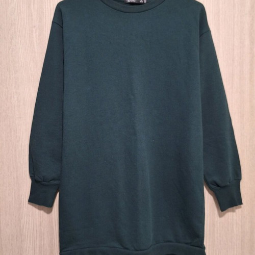 Bershka dark green long crewneck like new, size S