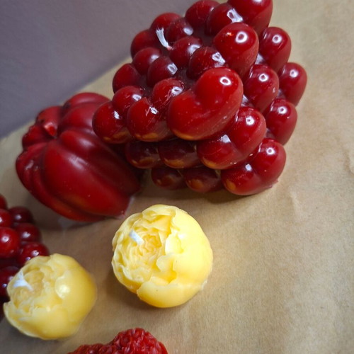 Set of 6 Handmade Decorative Candles in Deep Red and Bright Yellow