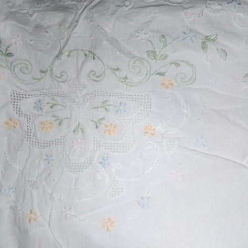 Double bed sheet with colorful embroidery, cotton
