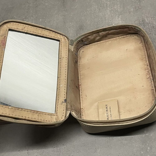 Burberry toiletry bag with mirror, beige and silver