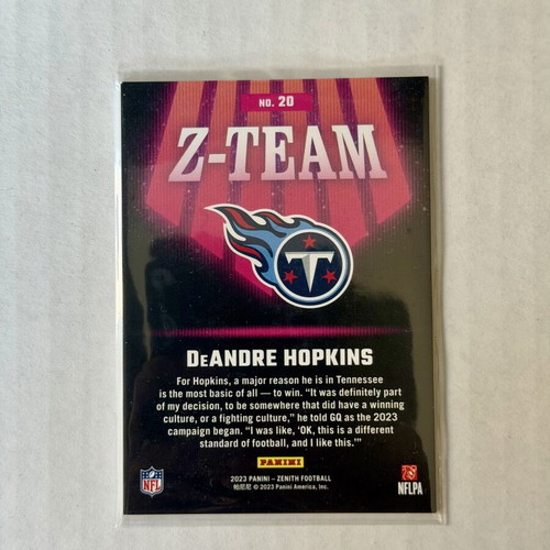 2023 Panini Zenith Football Titans Z Team DeAndre Hopkins #20 καινούργιο