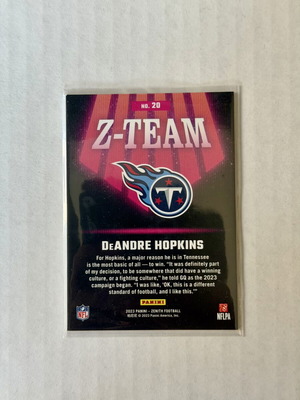 2023 Panini Zenith Football Titans Z Team DeAndre Hopkins #20 καινούργιο